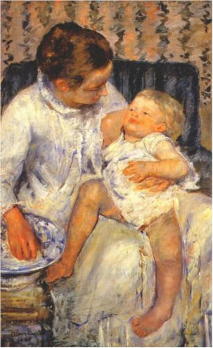 Mother about to Wash her Sleepy Child - Mary Cassatt